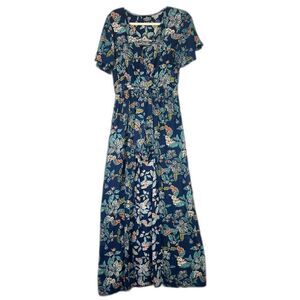 Angie Floral Maxi Romper Dress Size Medium NWT V-Neck Navy Blue Festival Concert